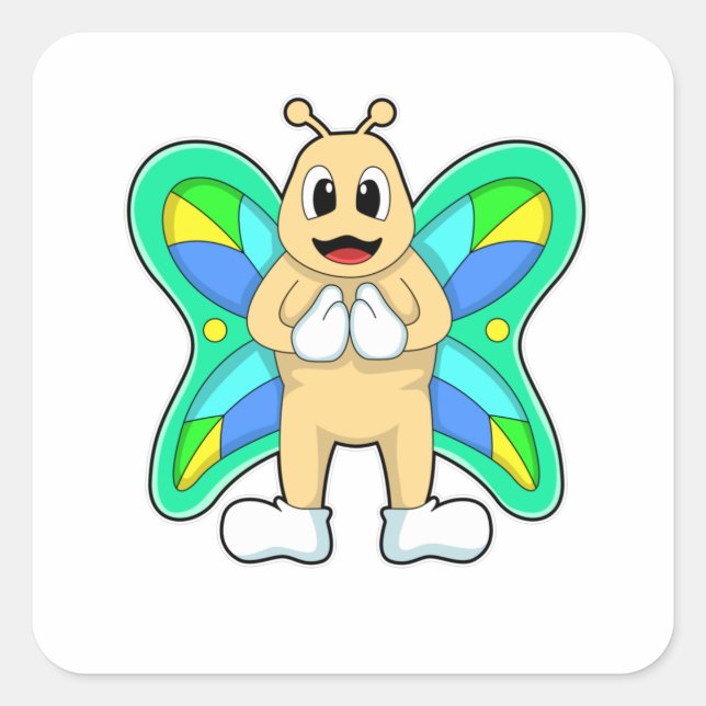 Adesivo Quadrado Borboleta feliz (Frente)