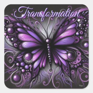 Adesivo Quadrado Borboleta Gótica Whimsical Purple Black Colortion
