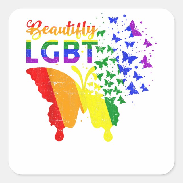 Adesivo Quadrado Borboleta LGBT (Frente)