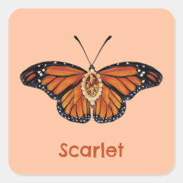 Adesivo Quadrado Borboleta Monarca da Citrina Personalizada em nove