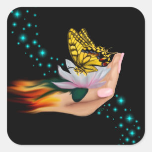 Adesivo Quadrado Borboleta no Lotus Bloom