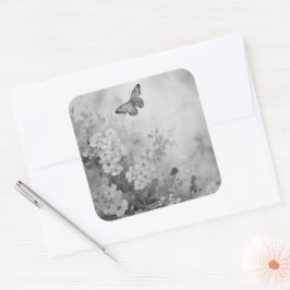 Adesivo Quadrado Borboleta Preta e Branca