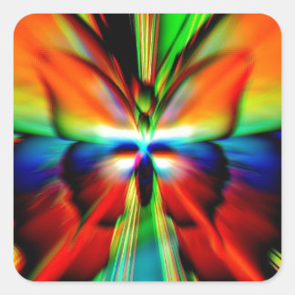 Adesivo Quadrado Borboleta Psicodélica Fractal