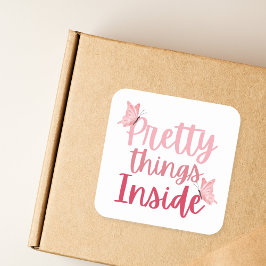 Adesivo Quadrado Borboleta rosa Bonito Coisas Dentro