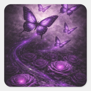 Adesivo Quadrado Borboleta Roxa – Coleção Dark Bloom