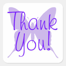 Adesivo Quadrado Borboleta Roxa Leve Silhoule Obrigado