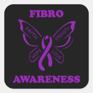 Adesivo Quadrado Borboleta/Sensibilização...Fibro Praça-Praça-F