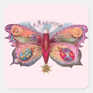 Adesivo Quadrado Borboleta Vintage Charuto