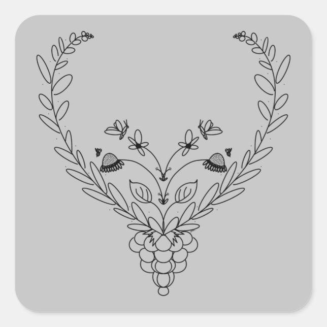 Adesivo Quadrado Borboletas e abelhas (Frente)