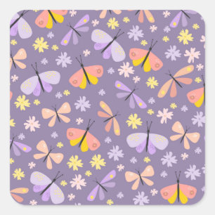Adesivo Quadrado Borboletas E Besouros Cuxos