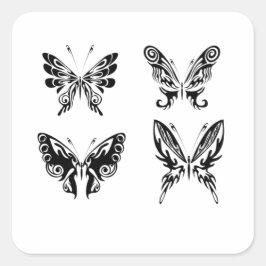 Adesivo Quadrado Borboletas Pretas E Brancas