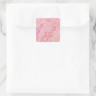 Adesivo Quadrado Borboletas Rosa Vintage Folhagem de Flores Selvage