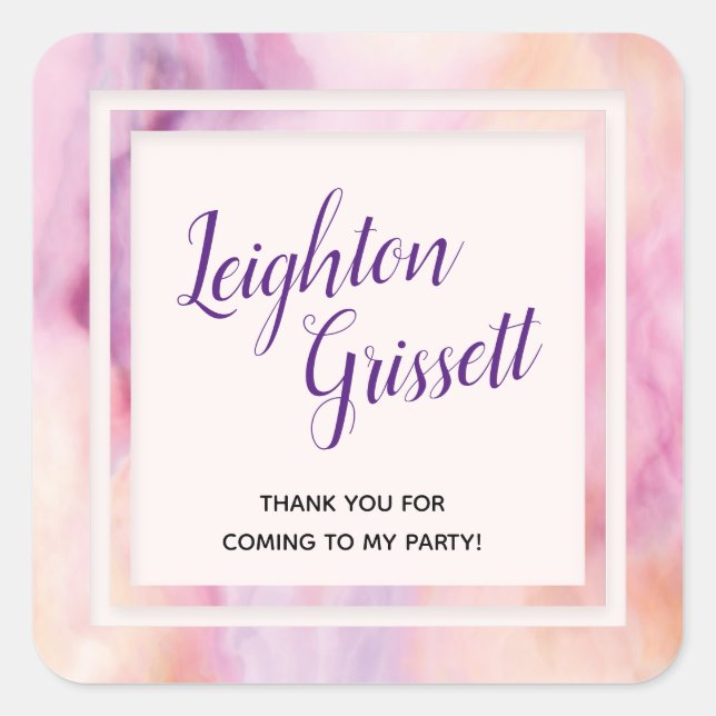 Adesivo Quadrado Borda cor-de-laranja-rosa (Frente)