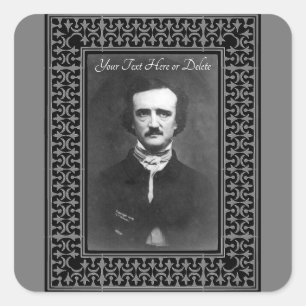 Adesivo Quadrado Borda De Vintagem De Allen Poe Edgar De Cor/Texto