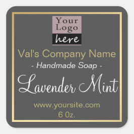 Adesivo Quadrado Borda Dourada Personalizada Do Soap De Logotipo