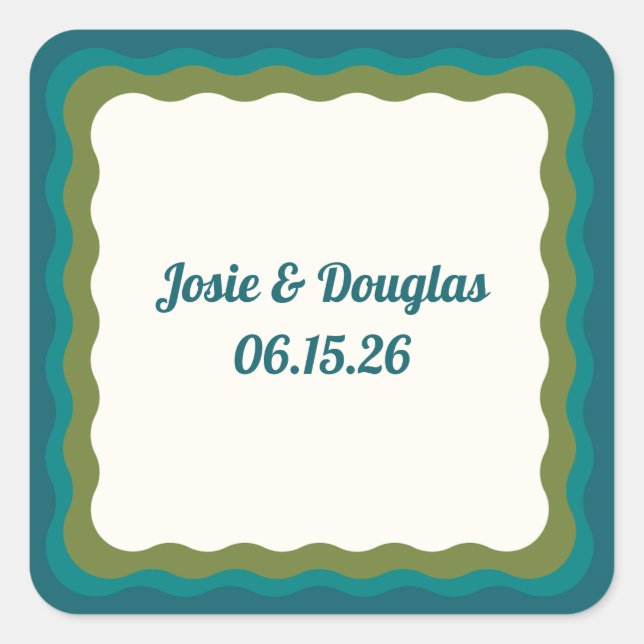 Adesivo Quadrado Borda ondulada Retro 70s Casamento estético ventil (Frente)