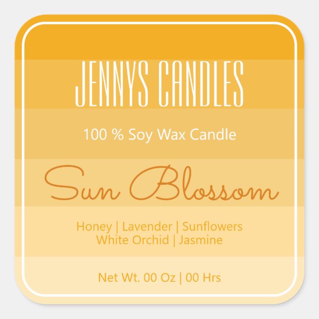 Adesivo Quadrado Borda Quadrada Moderna Pastel Arco-íris Amarelo (Frente)