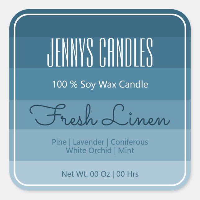 Adesivo Quadrado Borda Quadrada Moderna Pastel Arco-íris Azul (Frente)