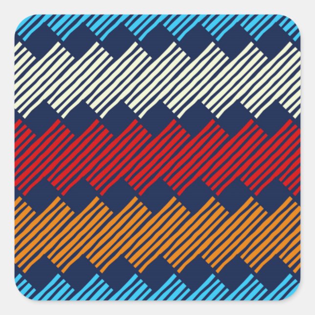 Adesivo Quadrado Bordado do padrão étnico Boho no Tecido (Frente)