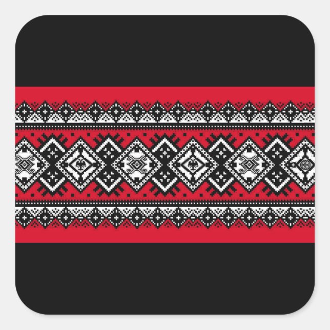 Adesivo Quadrado Bordado Vermelho (Frente)