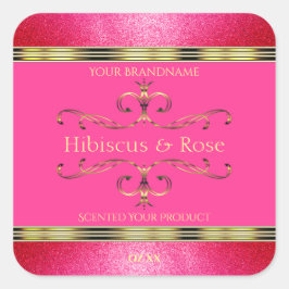 Adesivo Quadrado Bordas brilhantes de rótulos de produtos, cor-de-r