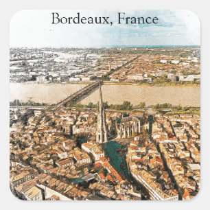 Adesivo Quadrado Bordeaux França Panorama View