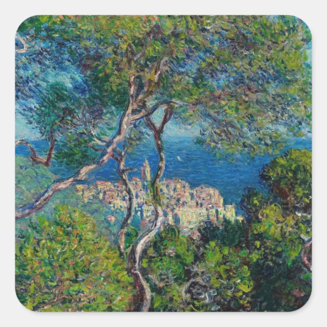 Adesivo Quadrado Bordighera (1884) Claude Monet costuma fazer arte (Frente)