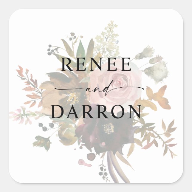 Adesivo Quadrado Borgonha e Floral Rosa Esbranquiçado (Frente)