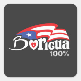 Adesivo Quadrado Boricua 100% Puerto Rico Sticker