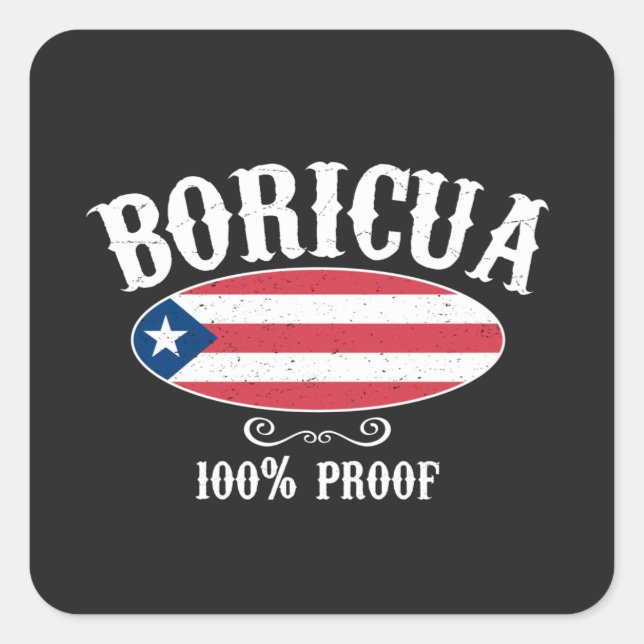 Adesivo Quadrado Boricua Porto Rico 100% Sticker (Frente)