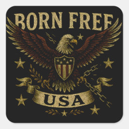 Adesivo Quadrado Born Free USA – American Freedom Birth Pride