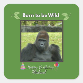 Adesivo Quadrado Born to be Wild Gorilla Birthday