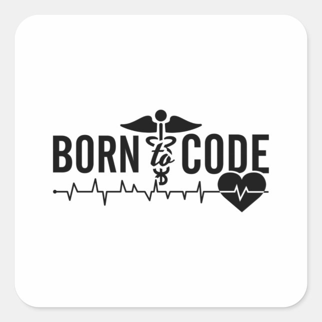 Adesivo Quadrado Born To Code Medical Coder Programmer ICD Coding (Frente)