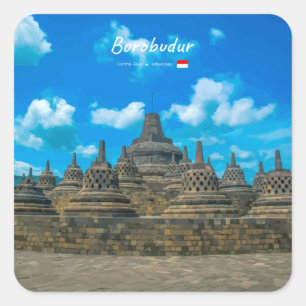 Adesivo Quadrado Borobudur, Indonésia - Antigo Templo Budista