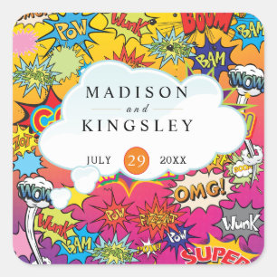 Adesivo Quadrado Borracha de Fala de Arte em Quadrinhos Retro Tapeç