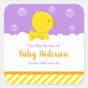 Adesivo Quadrado Borracha Ducky Amarelo Roxo Biblioteca Bebê