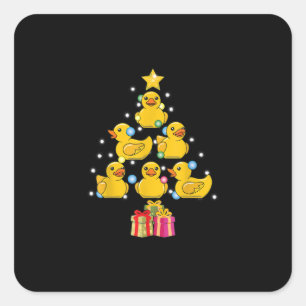 Adesivo Quadrado Borracha Pato Árvore de Natal Pato Pato Natal Qua