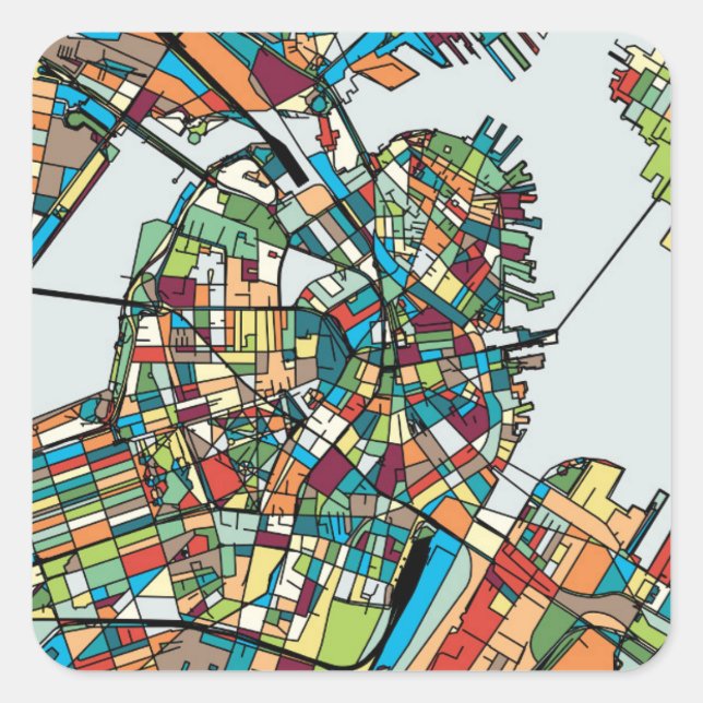 Adesivo Quadrado Boston City USA (Frente)