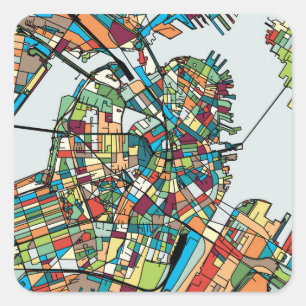 Adesivo Quadrado Boston City USA