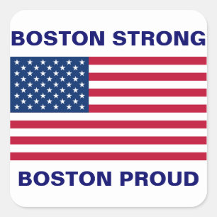 Adesivo Quadrado Boston forte e orgulhosa com a bandeira patriótic