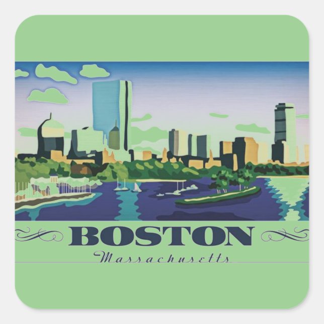 Adesivo Quadrado Boston, Massachusetts (Frente)