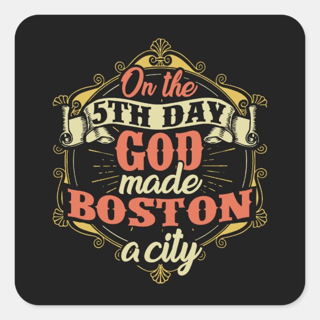 Adesivo Quadrado Boston Massachusetts (Frente)