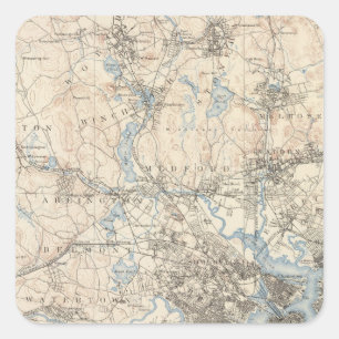 Adesivo Quadrado Boston, Massachusetts