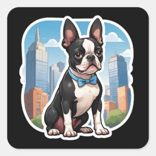Adesivo Quadrado Boston Terrier Sticker