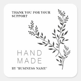 Adesivo Quadrado Botanical Branches White Simple Handmade Business