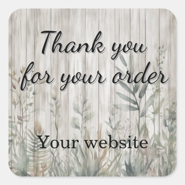 Adesivo Quadrado Botanical Foliage Farmhouse Barn Wood look (Frente)