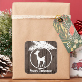 Adesivo Quadrado Botão de renas natalinas do país adiciona autocola