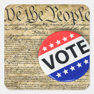 Adesivo Quadrado Botão De Votação Sobre A Constituição Dos EUA