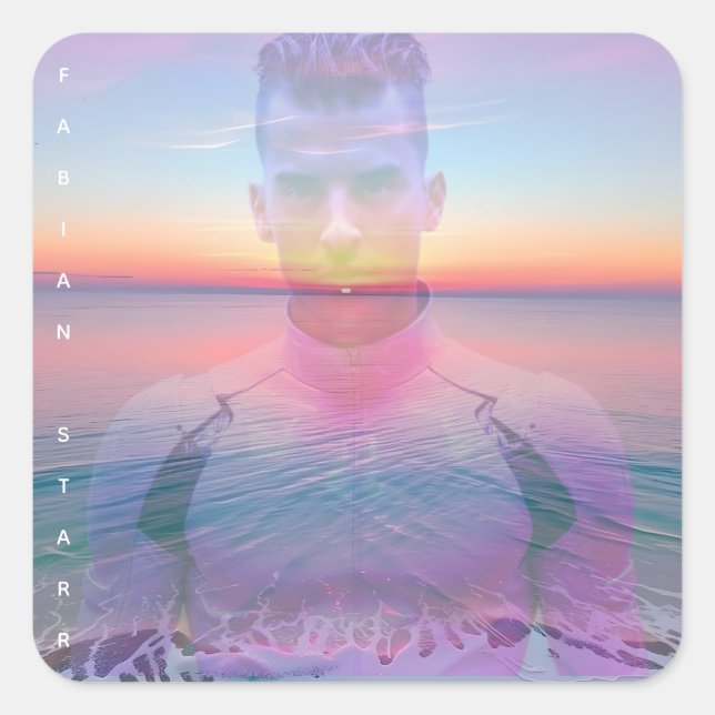 Adesivo Quadrado Botão do ventilador do amor digital Fabian Starr (Frente)