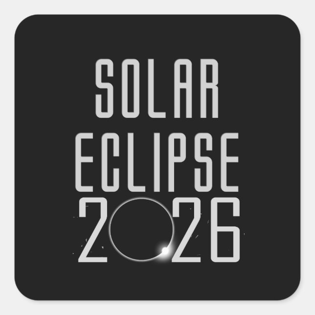 Adesivo Quadrado Botão Solar Eclipse 2026 (Frente)